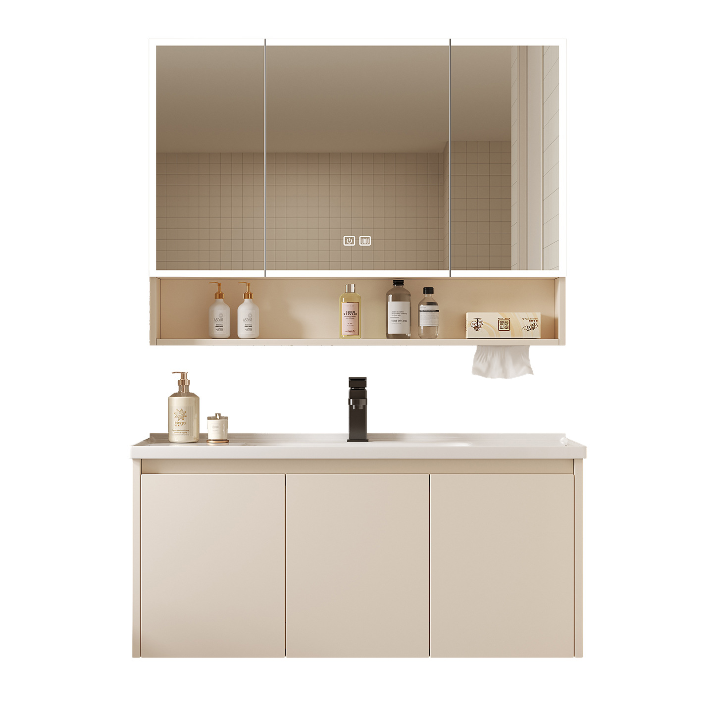 Home Bathroom Cabinets - Space Aluminum Bathroom Smart Storage Mirror