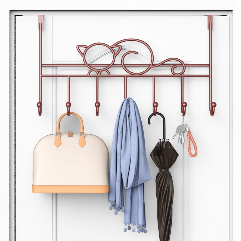 Home Bathroom Key - J1UL1N 7-Hook Over Door Hanger Iron
