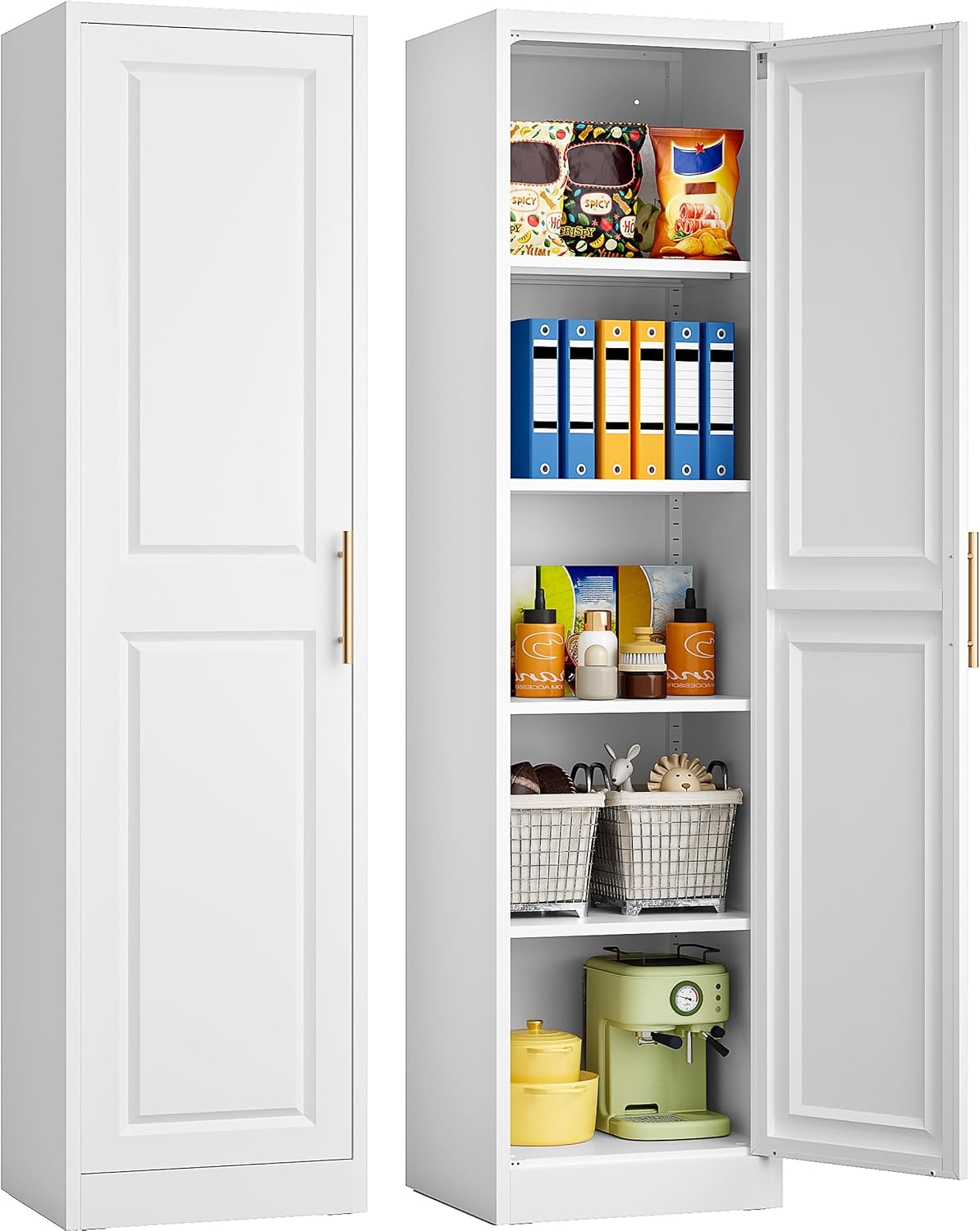 Home Bathroom Cabinets - Tall Narrow Storage Cabinet With One