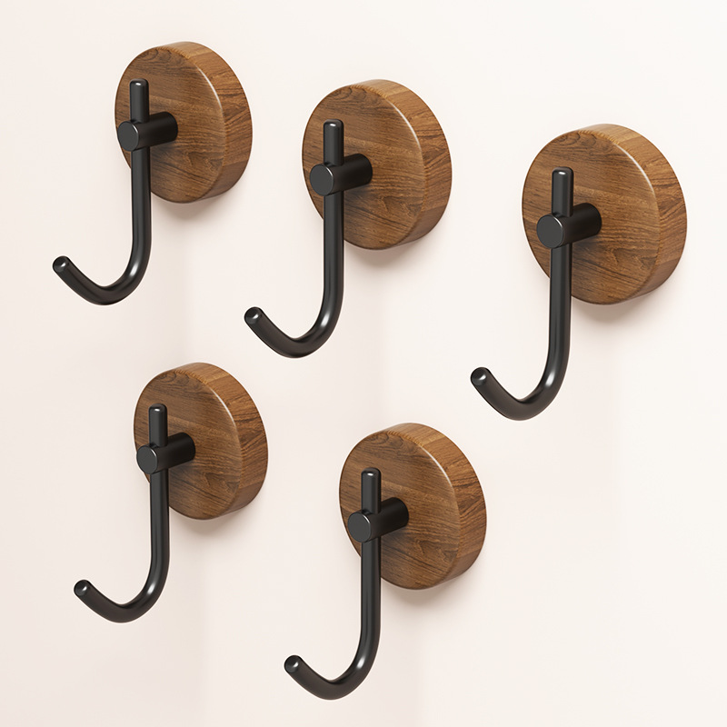 Home Bathroom Key - 4/1pcs Wall Wood Hook Self-adhesive Walnut