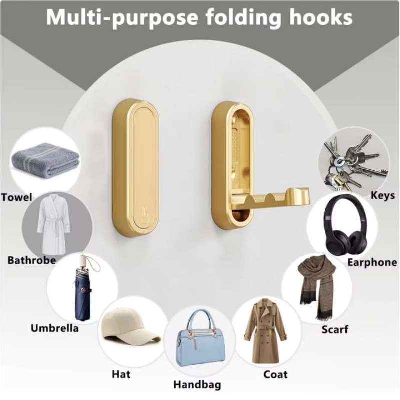 Foldable Clothes Hooks Zinc Al - Home Bathroom Key ulasan dan harga