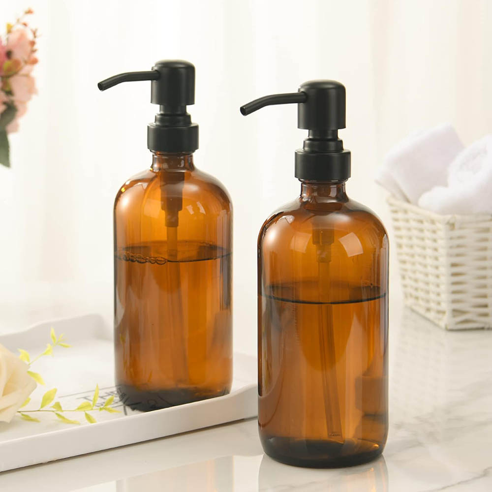 Amber Glass Soap Dispenser wit - Home Bathroom Soap Dispenser ulasan dan harga