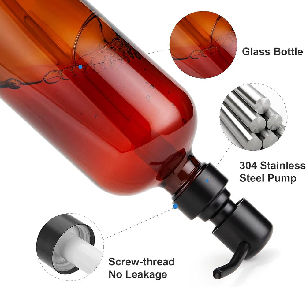 Amber Glass Soap Dispenser wit - Home Bathroom Soap Dispenser ulasan dan harga