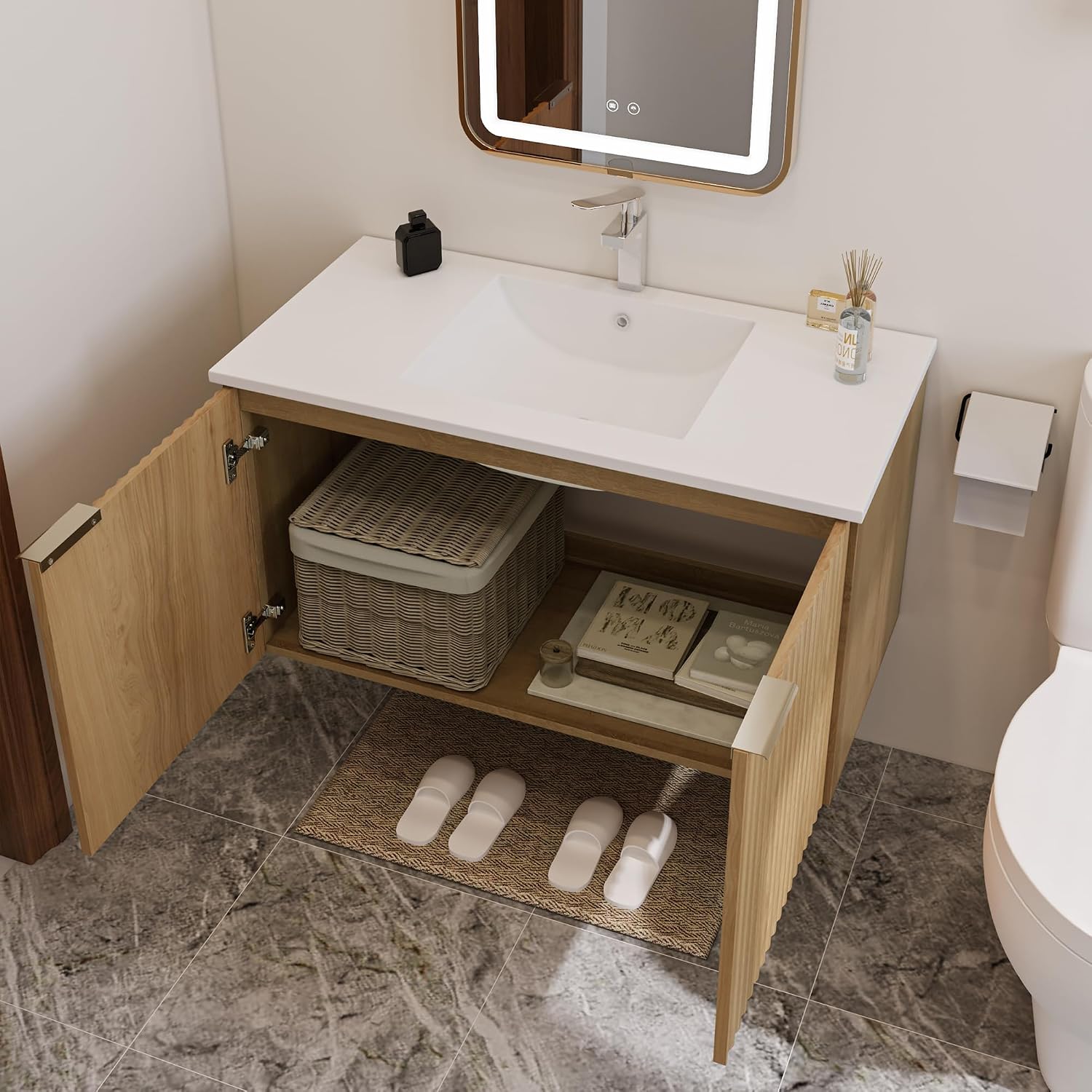 Modern Floating Bathroom Vanit - Home Bathroom Cabinets ulasan dan harga