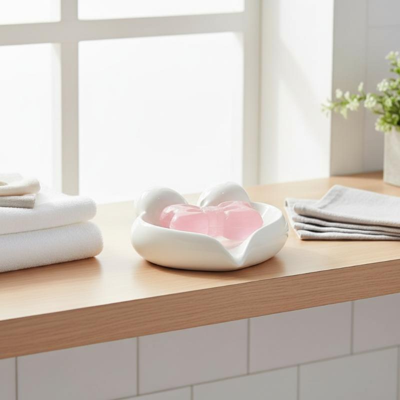 Cute Bow Heart Shaped Ceramic  - Home Bathroom Vanity ulasan dan harga