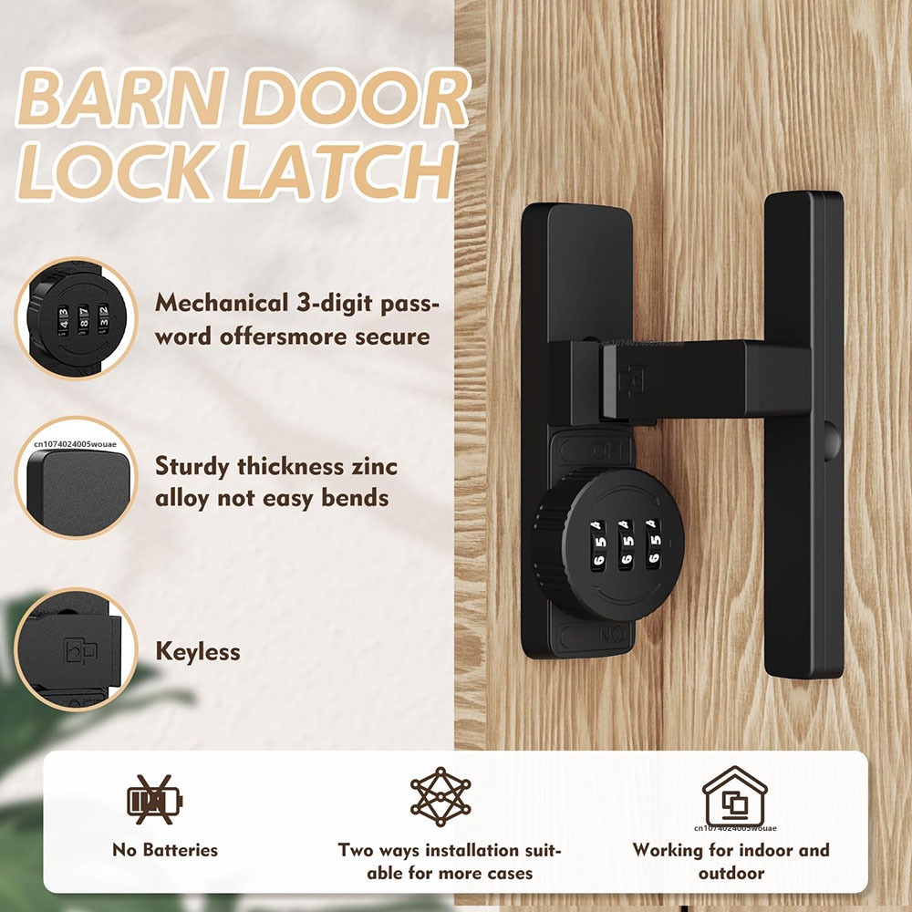 Security Barn Door Lock 3-Digi - Home Bathroom Cabinets ulasan dan harga