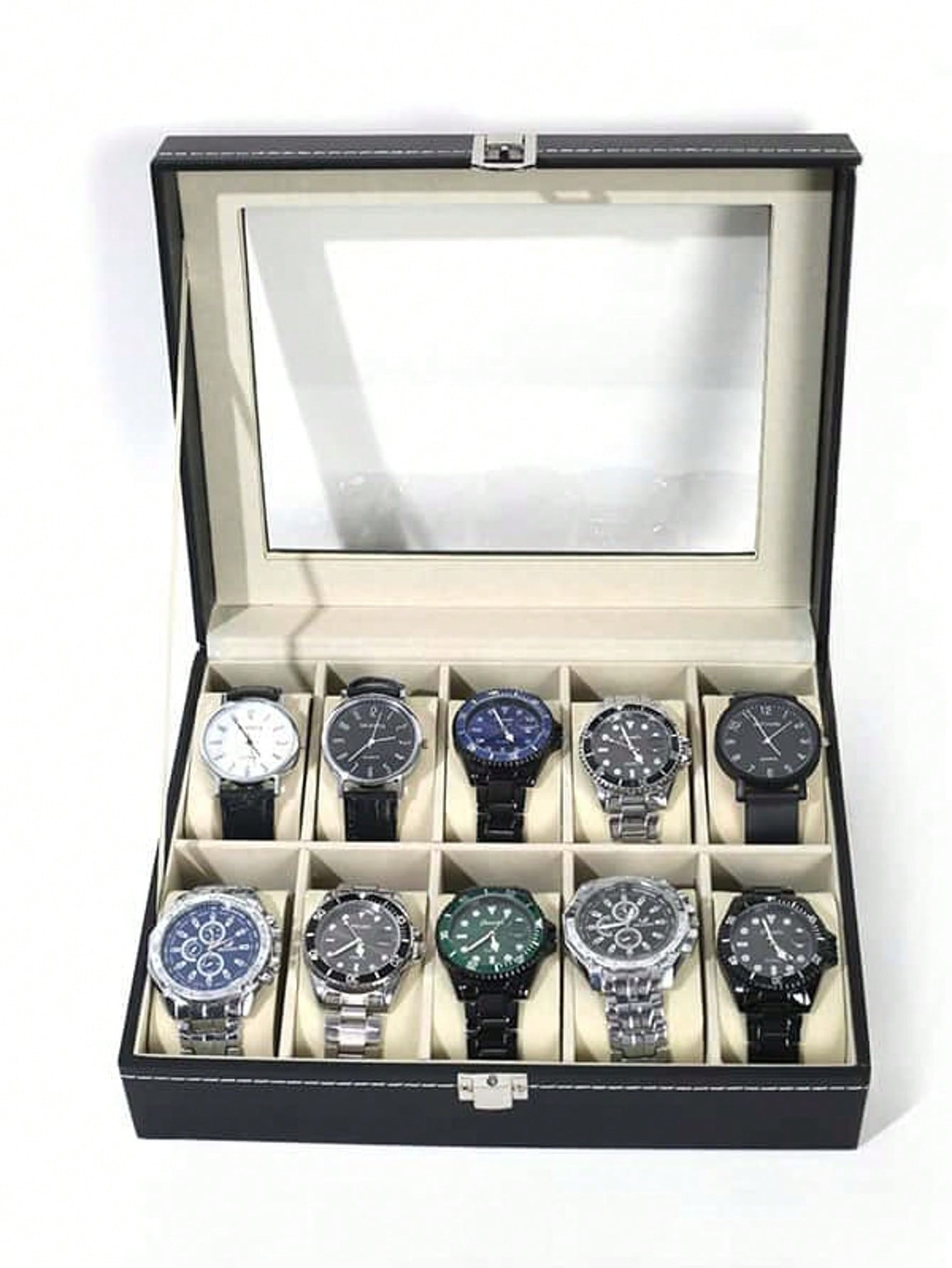 Leather Watch Box with Lock, L - Home Bathroom Vanity ulasan dan harga