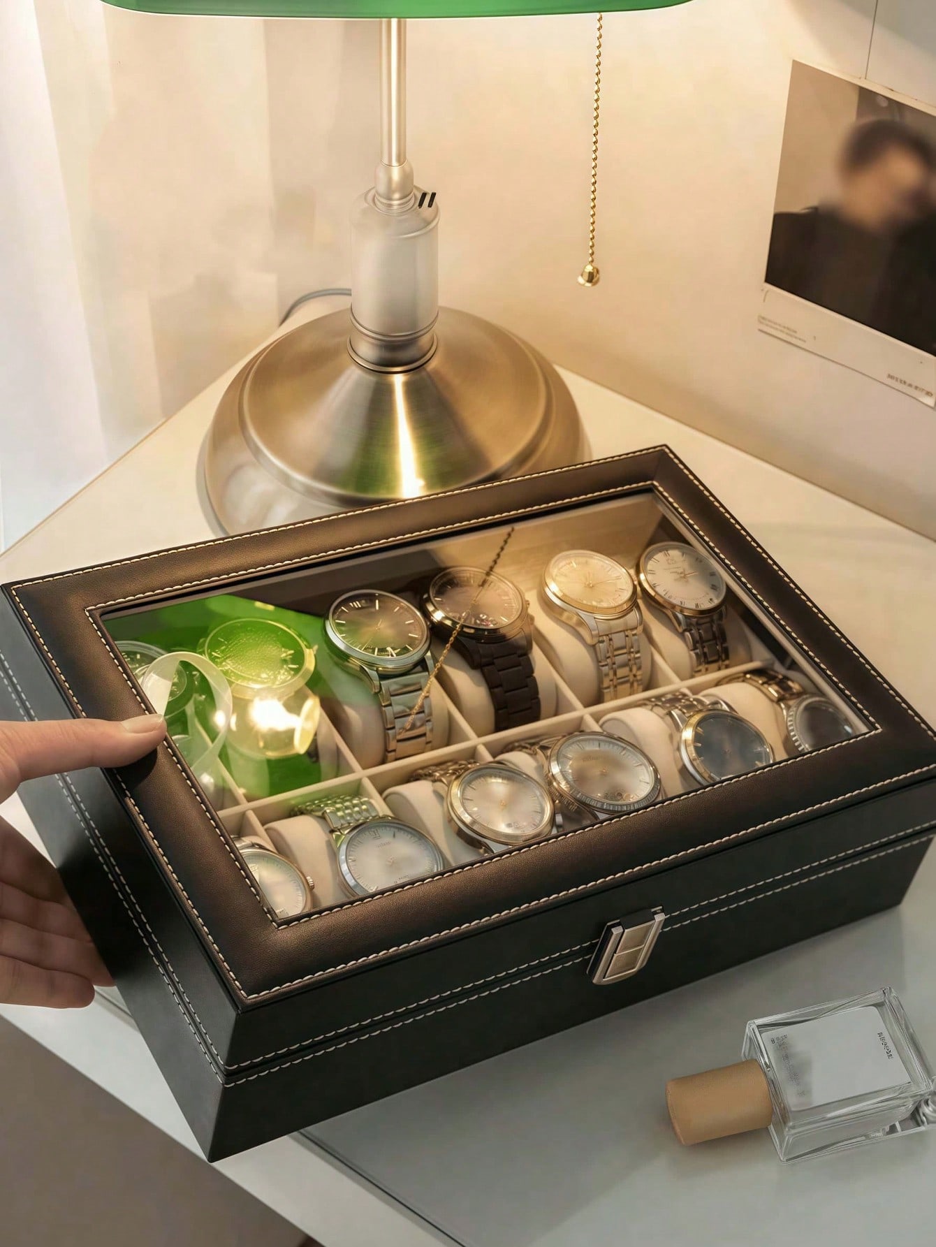 Leather Watch Box with Lock, L - Home Bathroom Vanity ulasan dan harga