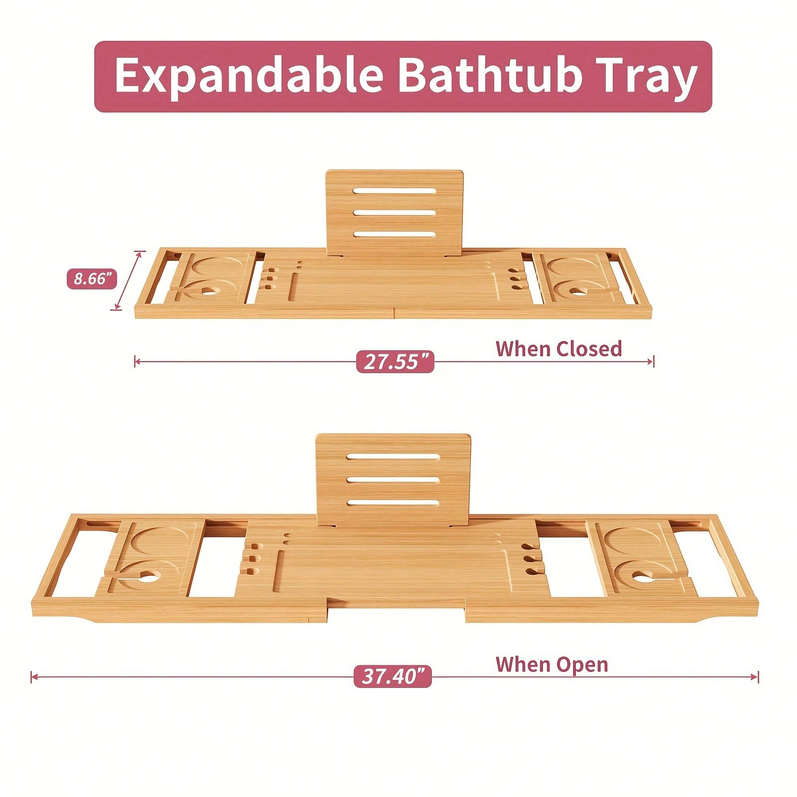 Bamboo Bathtub Caddy Tray, Ext - Bath Caddy Tray ulasan dan harga