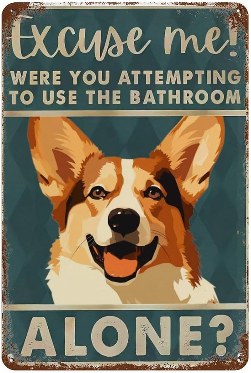 Tin Signs Retro Corgi Excuse M - Home Alone Bathroom ulasan dan harga