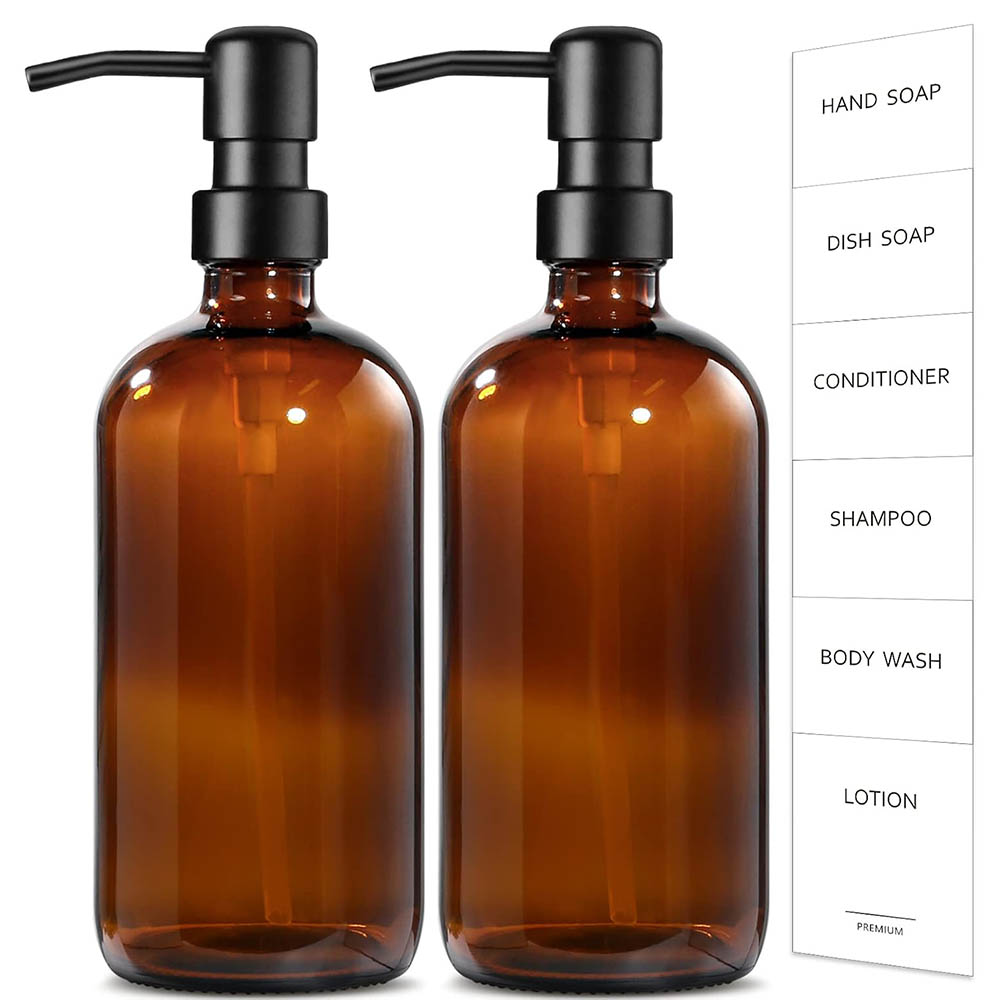 Amber Glass Soap Dispenser, 2  - Home Bathroom Soap Dispenser ulasan dan harga
