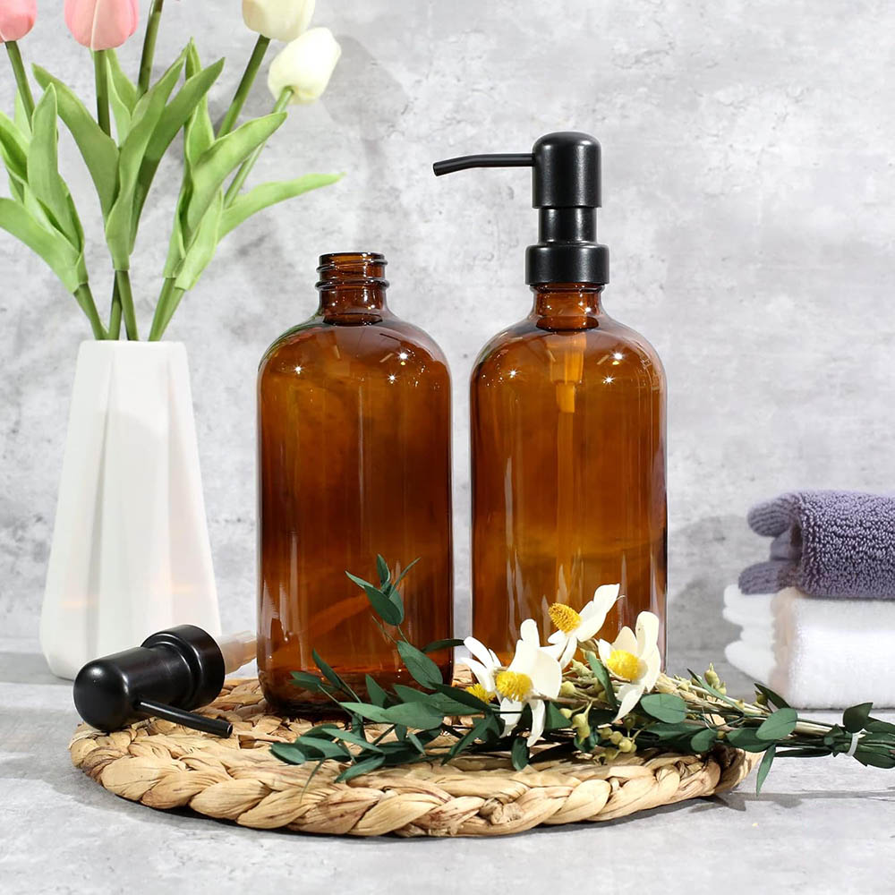 Amber Glass Soap Dispenser, 2  - Home Bathroom Soap Dispenser ulasan dan harga