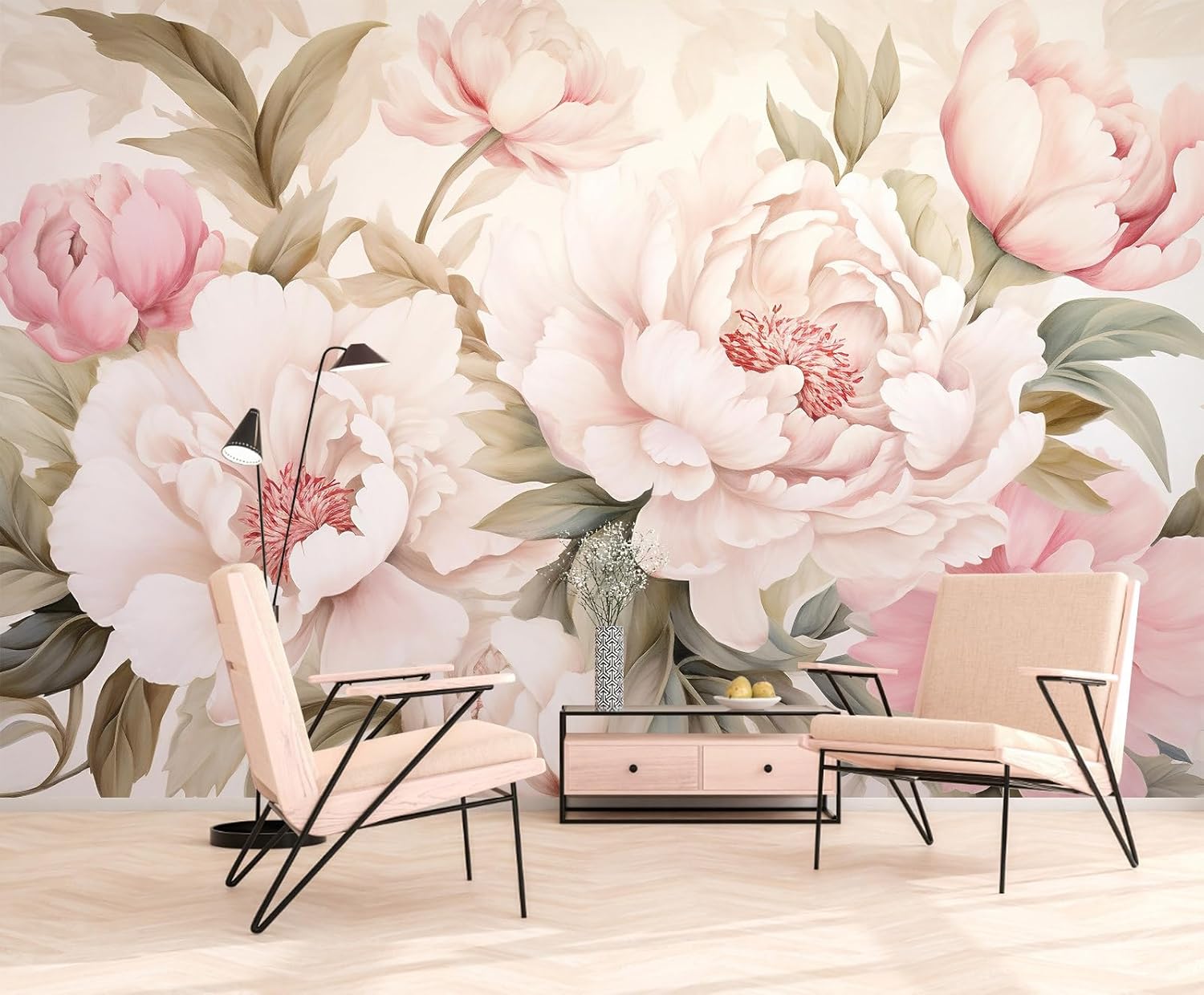 Elegant Peony Floral Mural Wal - Home Bathroom Vanity ulasan dan harga