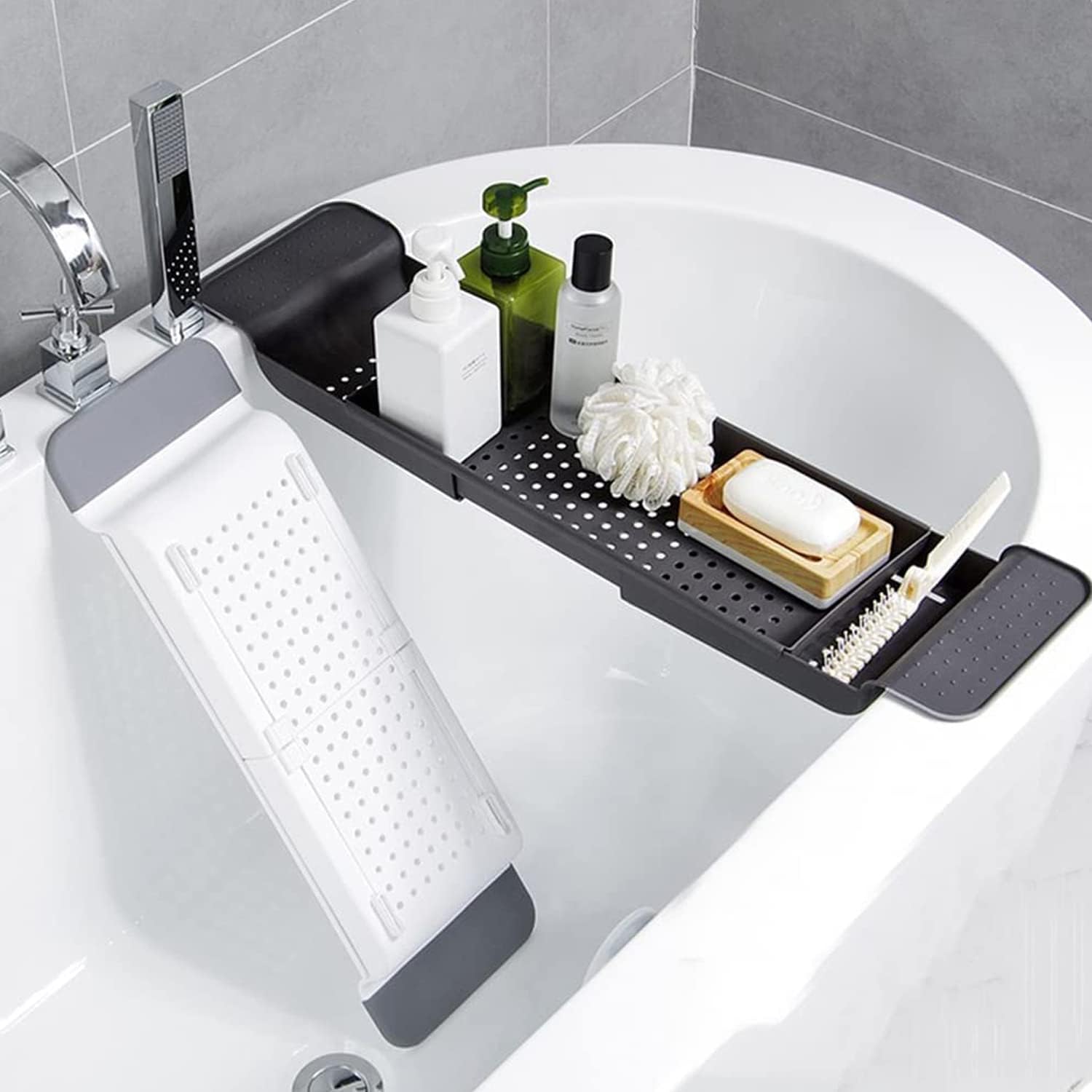 Bath Shelf Caddy Tray Expandab - Bath Caddy Tray ulasan dan harga